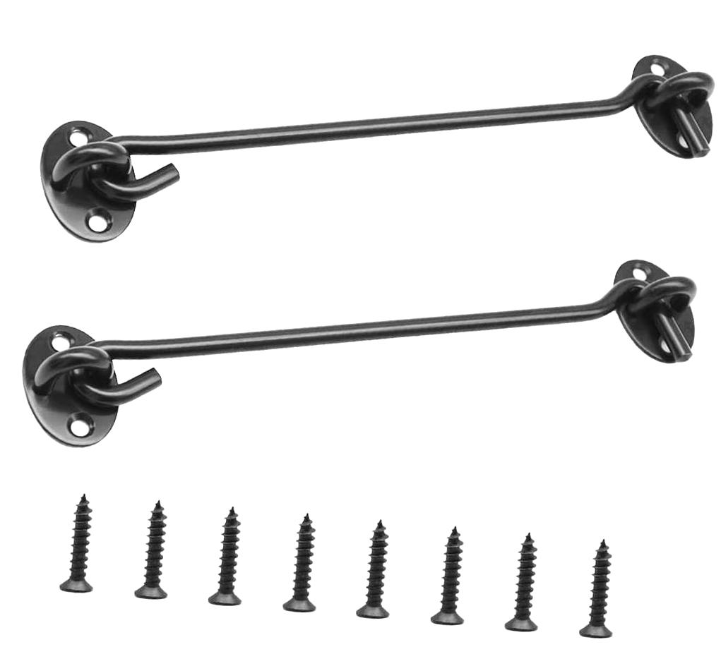 Fuliko 2 Pack 6 Inch Privacy Hook and Eye, Barn Door Lock Gate Steel ...