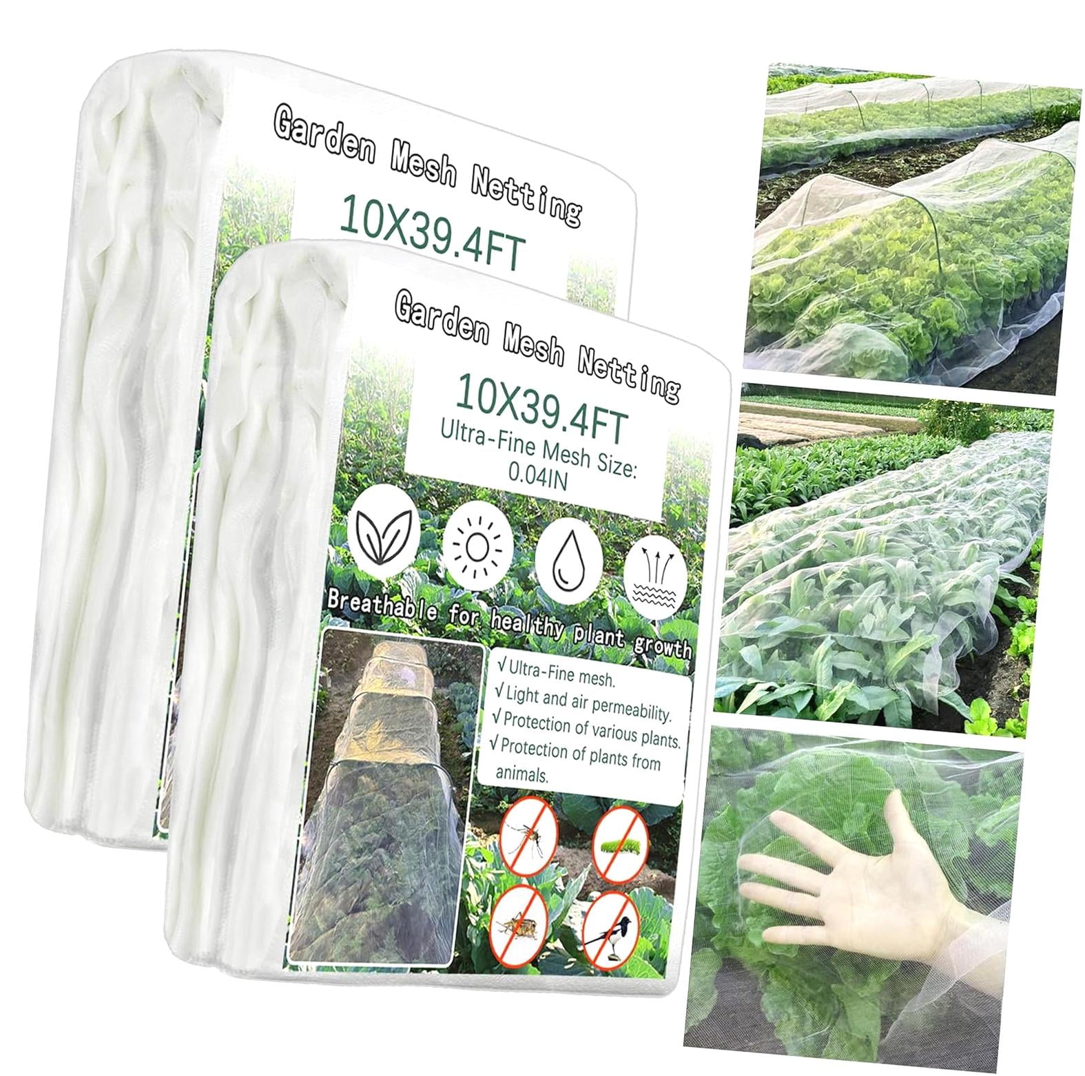 Fuliko 2 Pack Garden Netting 10x39.4Ft Ultra Fine Mesh Insect Netting ...