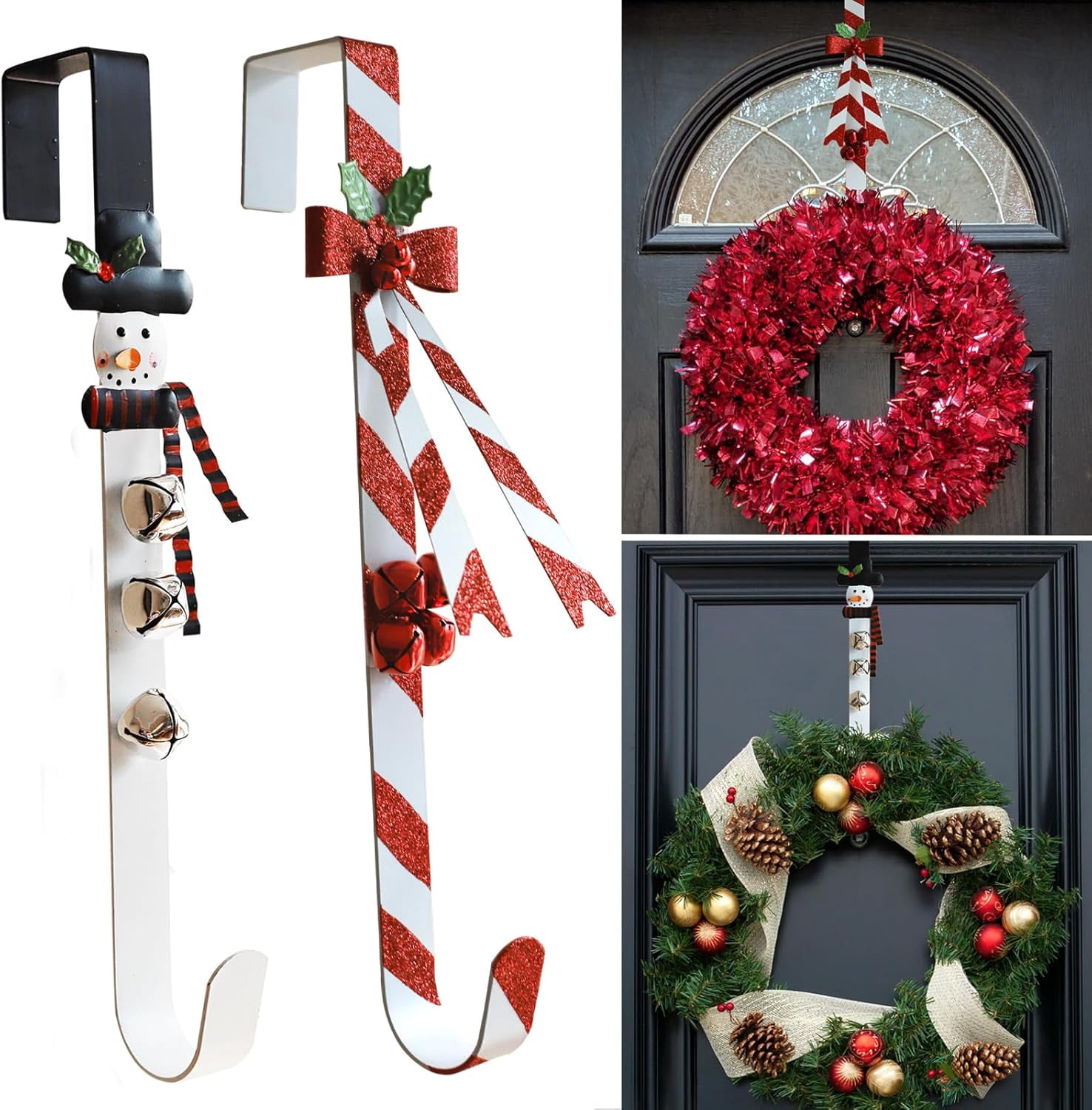 Fuliko 2 Pack Snowman Wreath Hangers for Door, Christmas Decoration ...