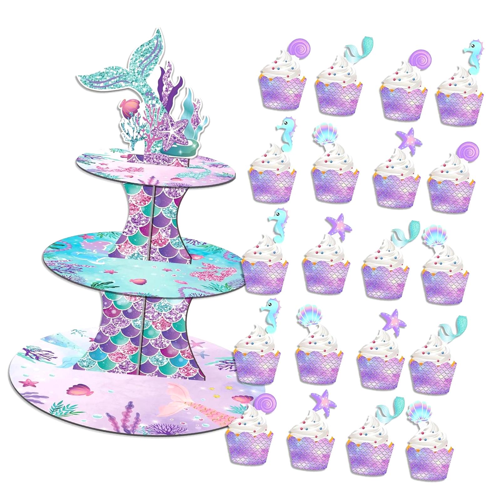 Fuliko 3 Tier Cupcake Stand Party Decorations, Themed Cupcake Holder ...