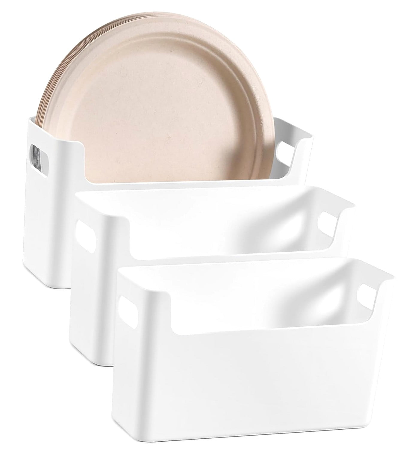 Fuliko 3Pcs Paper Plate Storage Organizer Paper Plate Dispenser for 6 ...