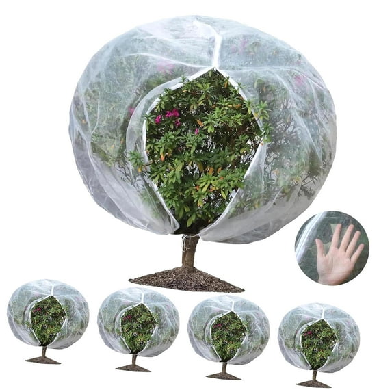 Fuliko 4-Pack Fruit Tree Netting with Zipper & Drawstring, Ultra Fine Bird Barrier Garden Mesh Cover for Fruit Trees, Blueberry Bushes, Plants, Protects from Birds, Squirrels, Pests