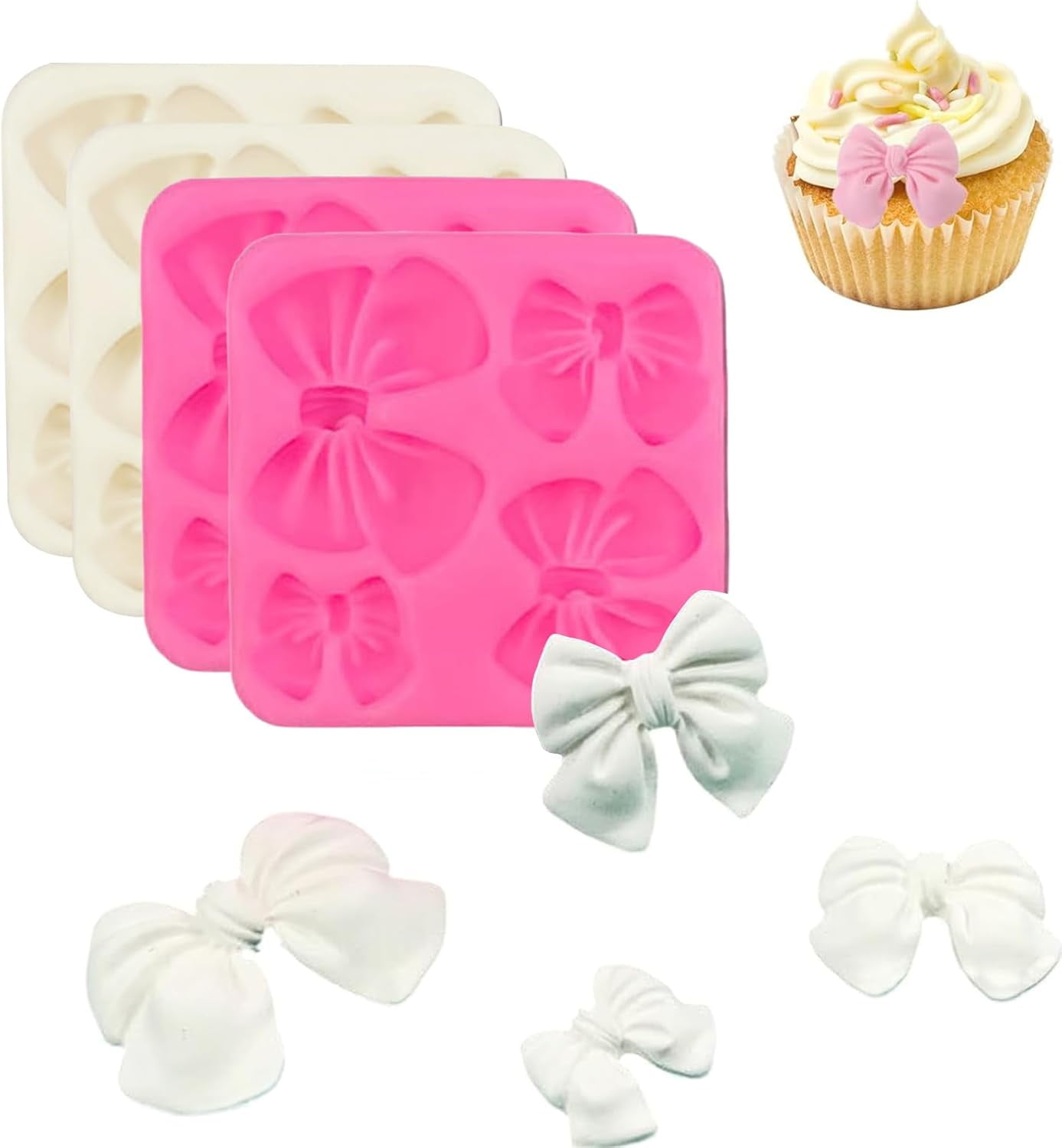 Set Of 4 Baroque Silicone Molds For Cake Decorating – Crown, Bow, Gem & Vintage Photo Frame Shapes, Heat-Resistant For Fondant & Chocolate