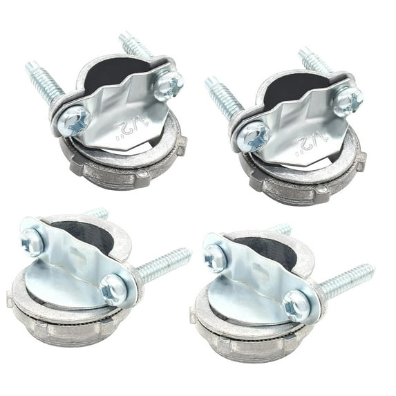 Fuliko 4 Pcs Clamp Type Cable Connectors, Zinc Clamp Cable Connector Fittings for Metallic Conduit Cables (1/2 Inch + 3/4 Inch)