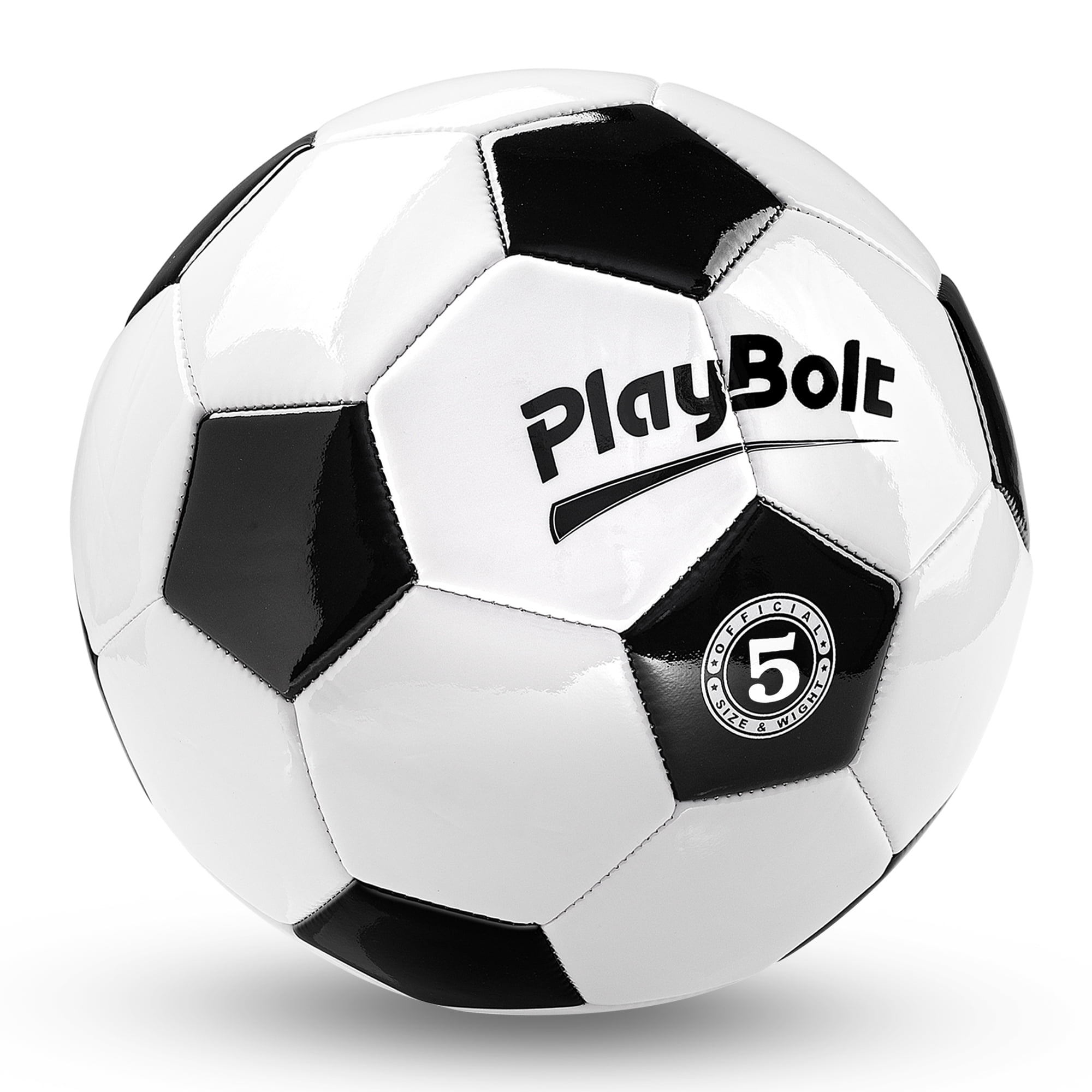 PlayBolt Soccer Ball Size 5 – 1 Pack PVC Soccer Ball with Hand Pump for Teens & Adults – Match, Training & Outdoor Play