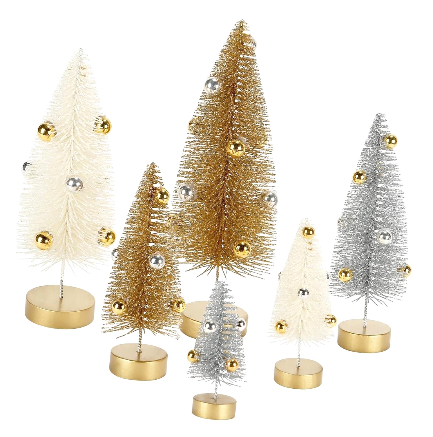 Fuliko 6 Pack Christmas Trees, Small Frosted Christmas Tree Decorations