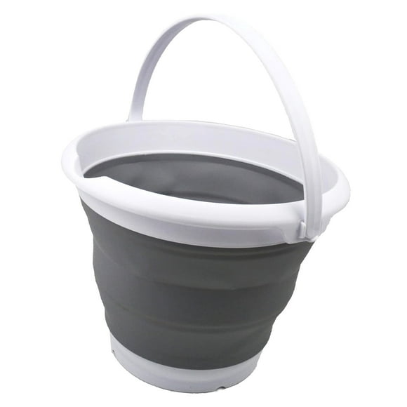 Fuliko 8.5L (2.2 Gallon) Collapsible Plastic Bucket Foldable Round Tub Water Pail Waterpot. Size 31cm Diameter (White/Marine Blue, 2)
