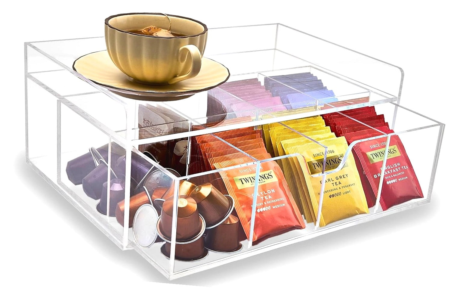 Fuliko Acrylic Tea Station Organizer for Countertop Tea Bag Storage ...