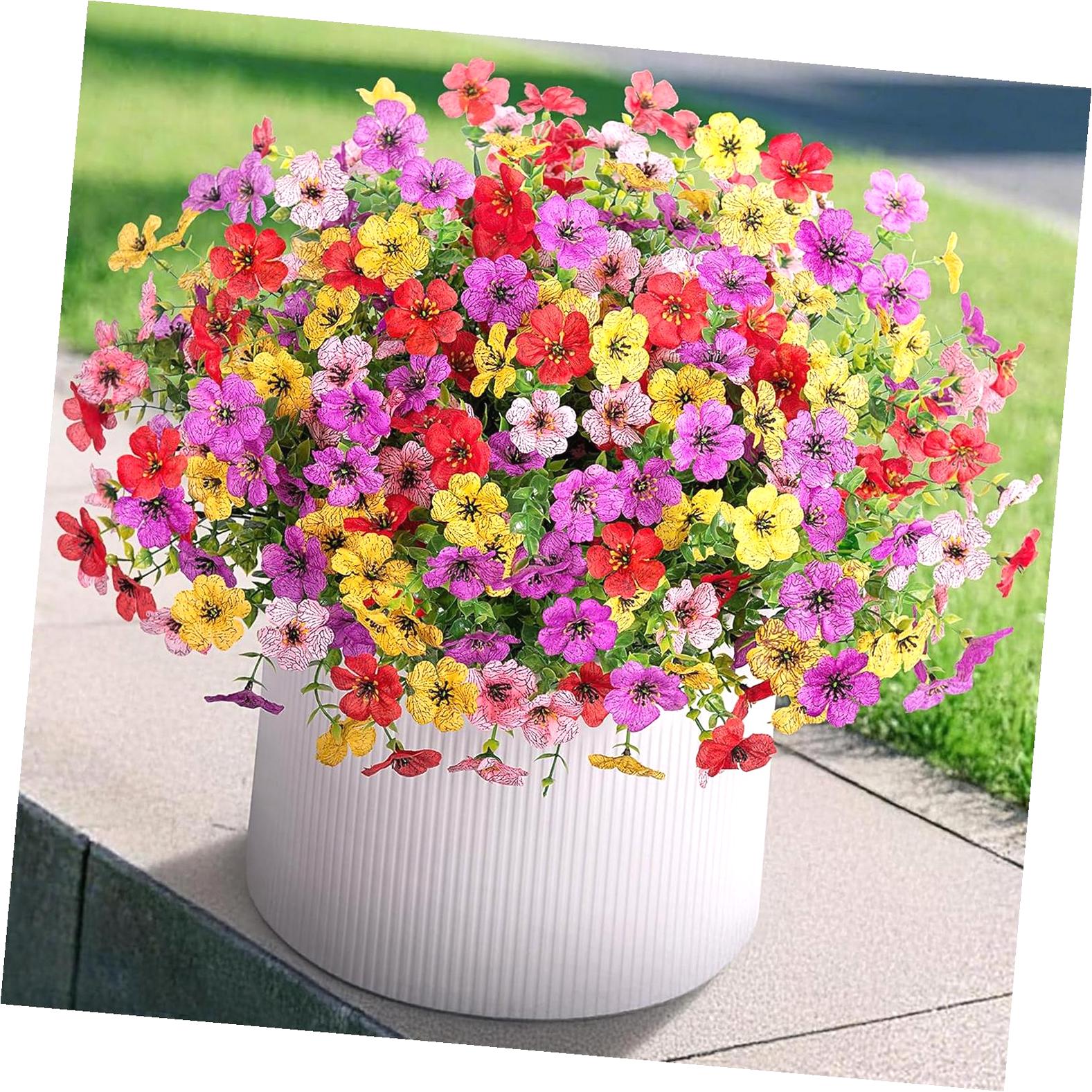Fuliko Artificial Fake Mums Fall Flowers for Decoration 12 Bundles Faux ...