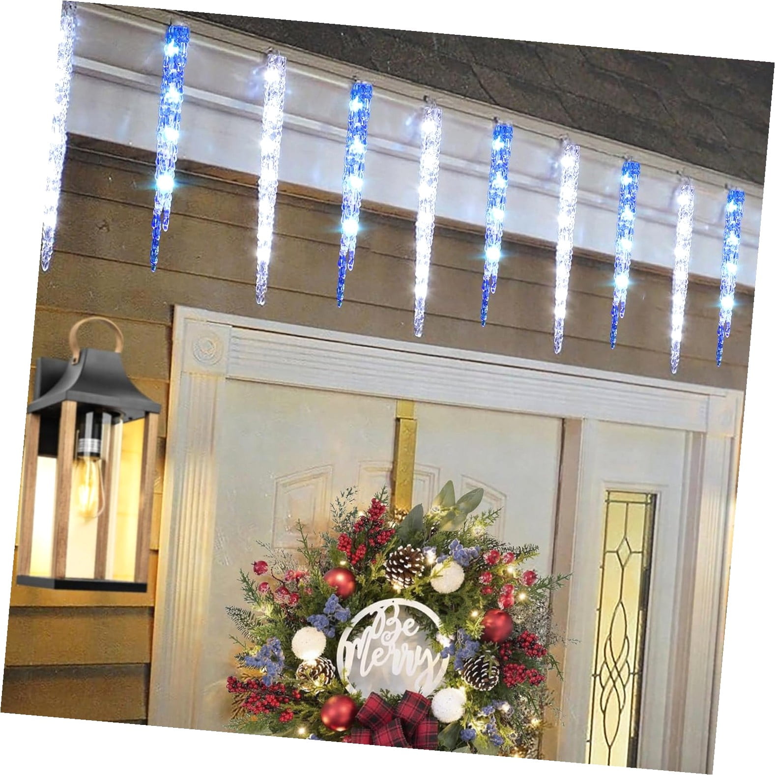 Fuliko Blue and White Icicle Lights for Outside, Christmas Lights with ...