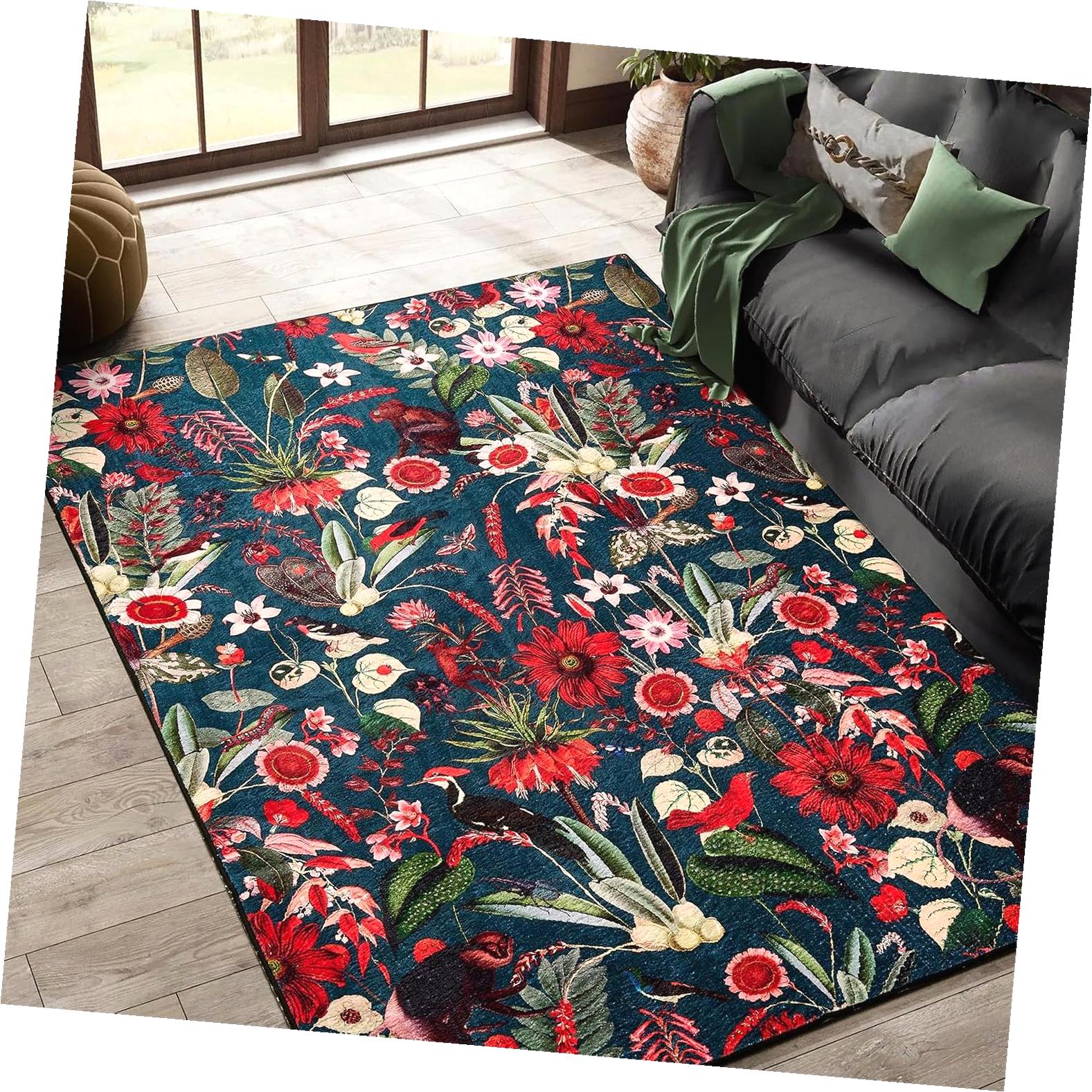 Fuliko Botanical Bathroom Rugs Eucalyptus Leaves Rug, Floral 2x3 Throw ...