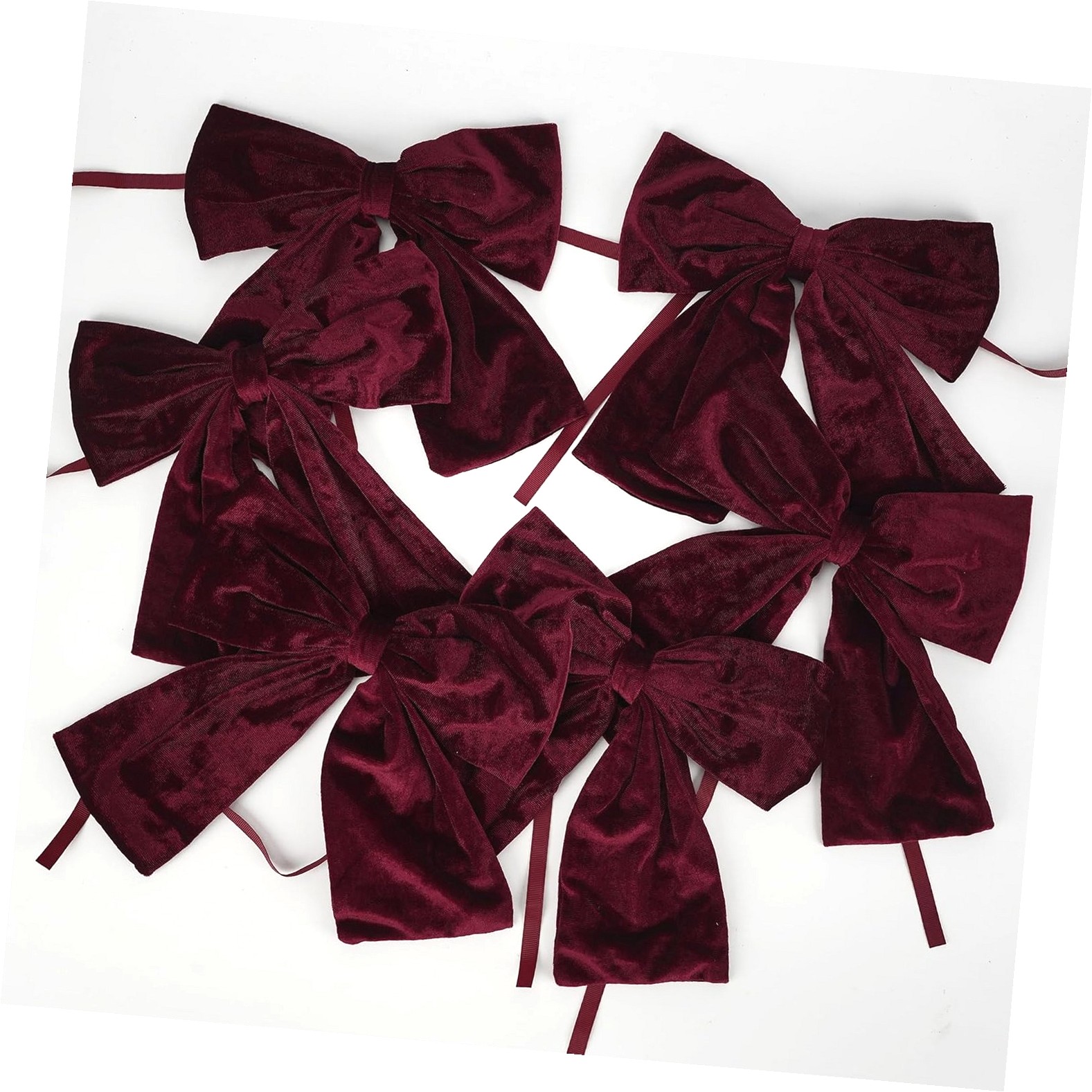 Fuliko Burgundy Velvet Bows Christmas Tree Decorations 8.5-inch Pre ...