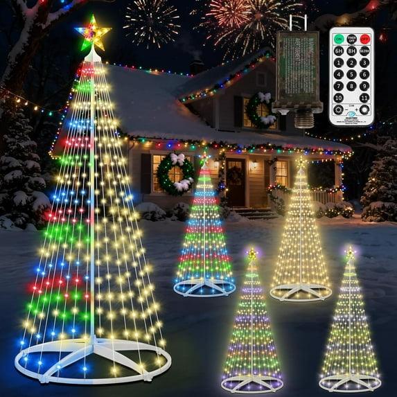 Fuliko Christmas Cone Tree Lights, 6ft 250 Lighted Christmas Tree with ...