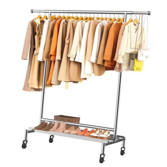 Inline Rolling Racks Fuliko Clothes Rack, 480LBS Clothing Rack with Wheels , Rolling Racks ...