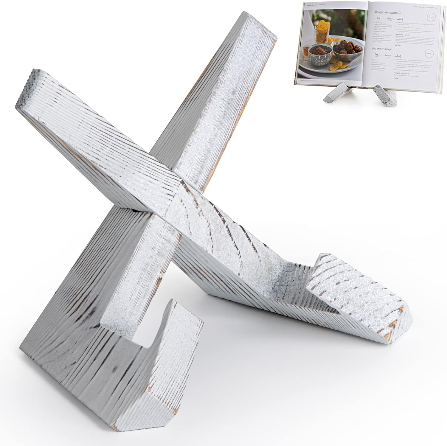 Fuliko Cookbook Stand, Wooden Recipe Book Holder, Cook Book Stand for ...