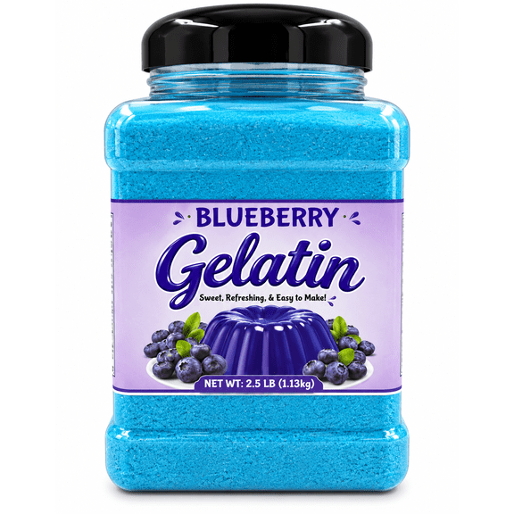 Blueberry Gelatin Dessert Mix 2.5 lb - Blueberry Flavored Gelatin Powder - Jello Desserts, Parfaits, Party Treats & Commercial Kitchen Use - Bulk - Dasher's Spice & Beans