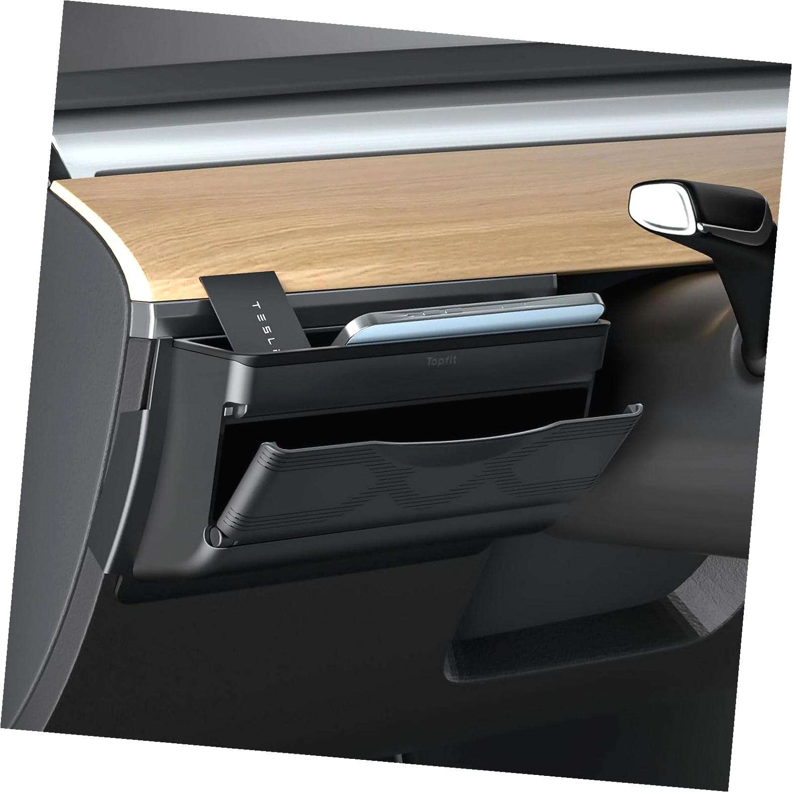 Fuliko Dual Compartment Center Console Storage Box for Model Y ...