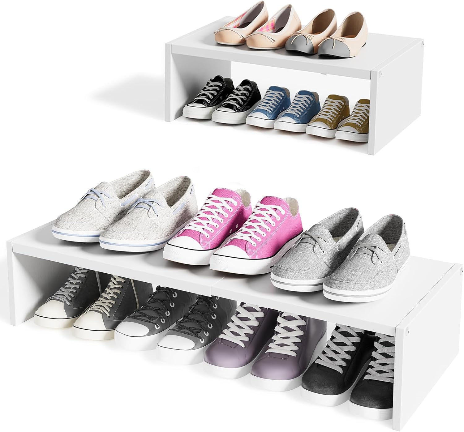 Fuliko Expandable 1 Tier Shoe Rack for Shoe Cabinet, 1 Tier Stackable