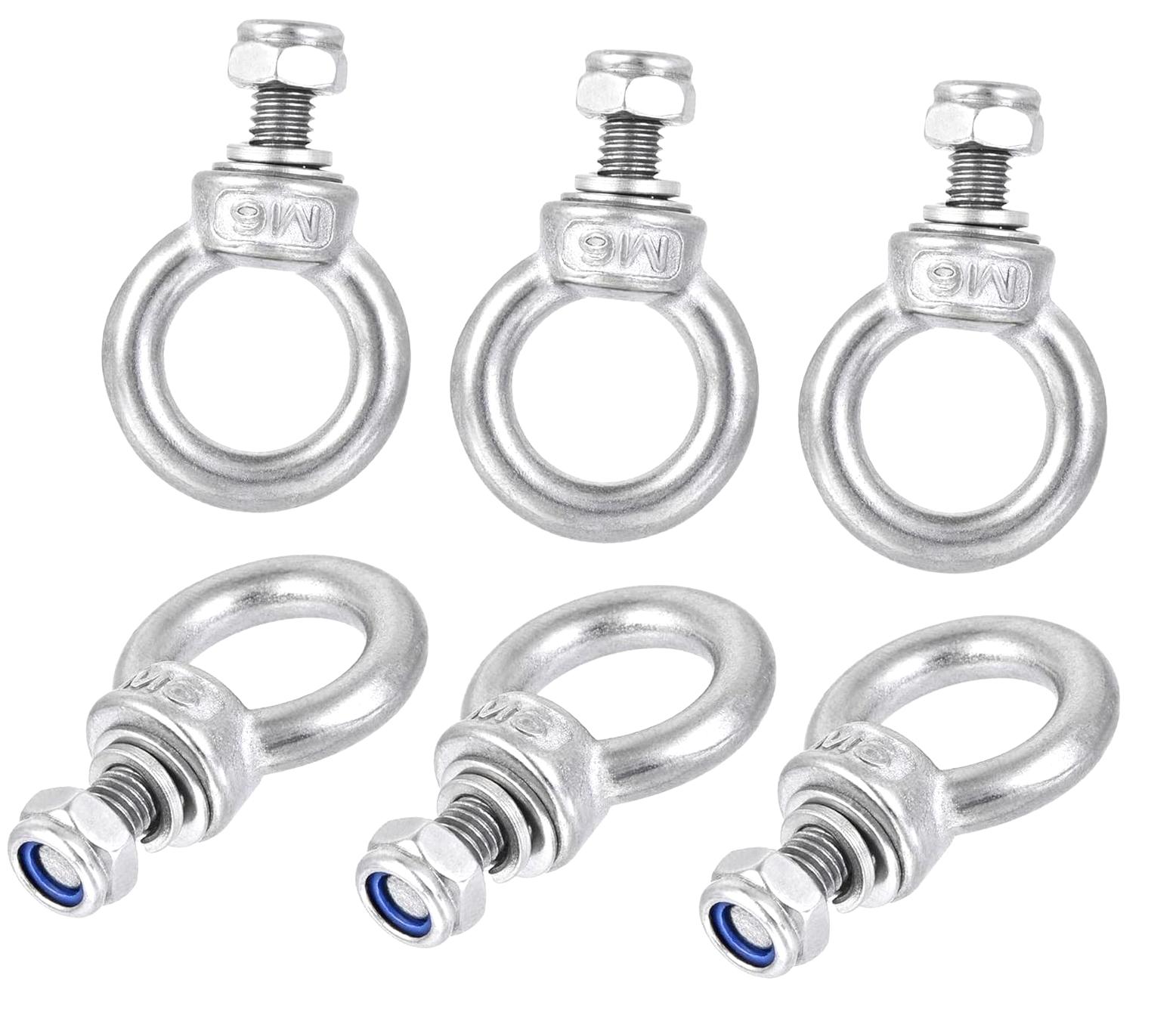 Fuliko Eye Bolt for Lifting M6 x 12mm Male Thread, Includes Hex Screw ...