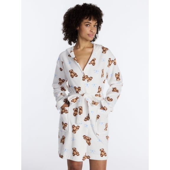 No Boundaries Terry Hooded Robe, Women’s and Women’s Plus S-3X