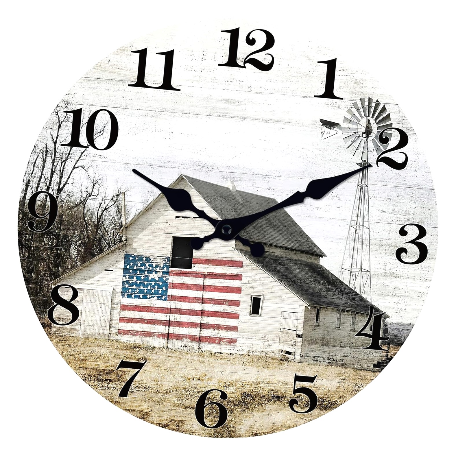 Fuliko Farmhouse Wall Clock 10 Inch Quiet Non-Ticking Clock Barn Wooden ...