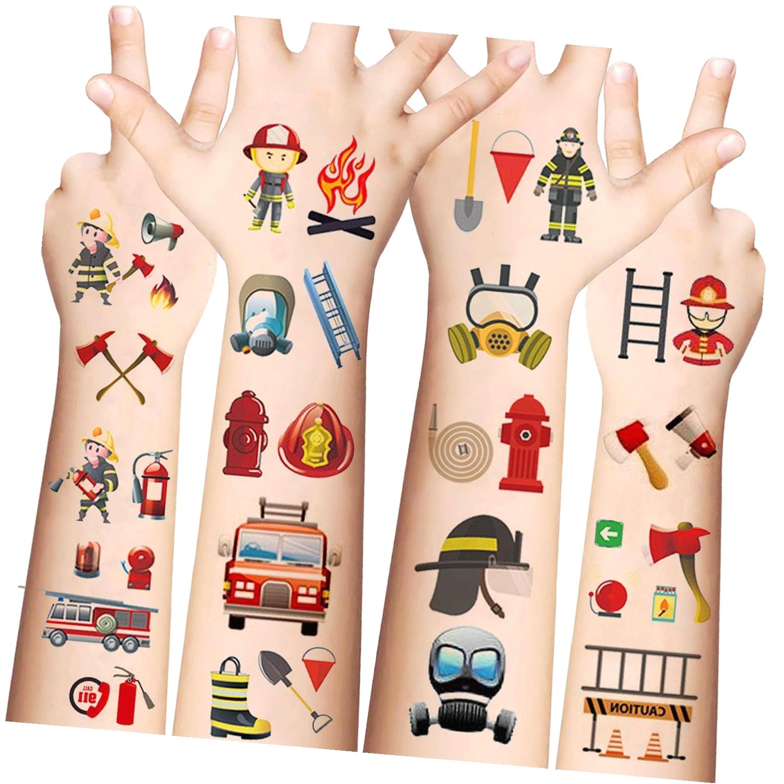 144 Pc Firefighter Party Favors Kit - Goodie Bags, Stickers, Bracelets, Notepads, Pencils, Pins & Keychains