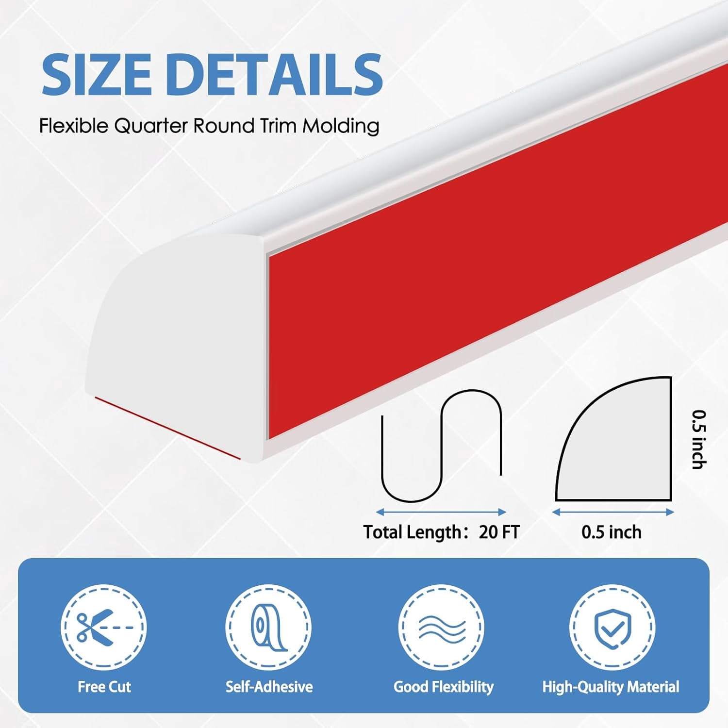 Fuliko Flexible Quarter Round Molding and Adhesive Rubber Trim for Wall ...