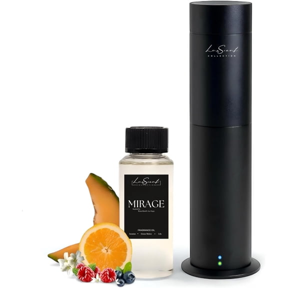 Luxscent Collection Waterless Diffuser Starter Kit with 120ml Essential Oil, Covers up to 1000 sq ft, Black Mirage