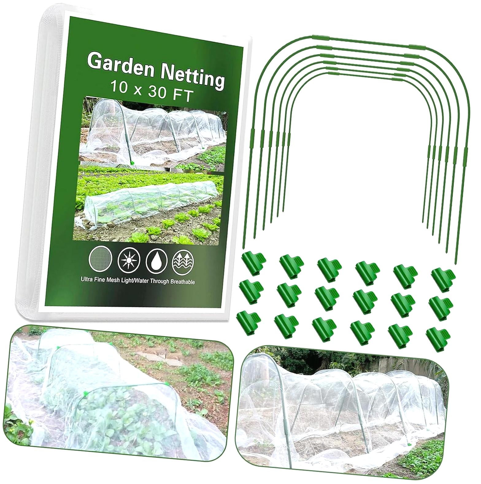 Garden Netting Kit for Raised Beds, 8x20ft Garden Netting Mesh with 6 Sets Garden Garden Netting Kit for Raised Beds, 8x20ft Garden Netting Mesh with 6 Sets Garden