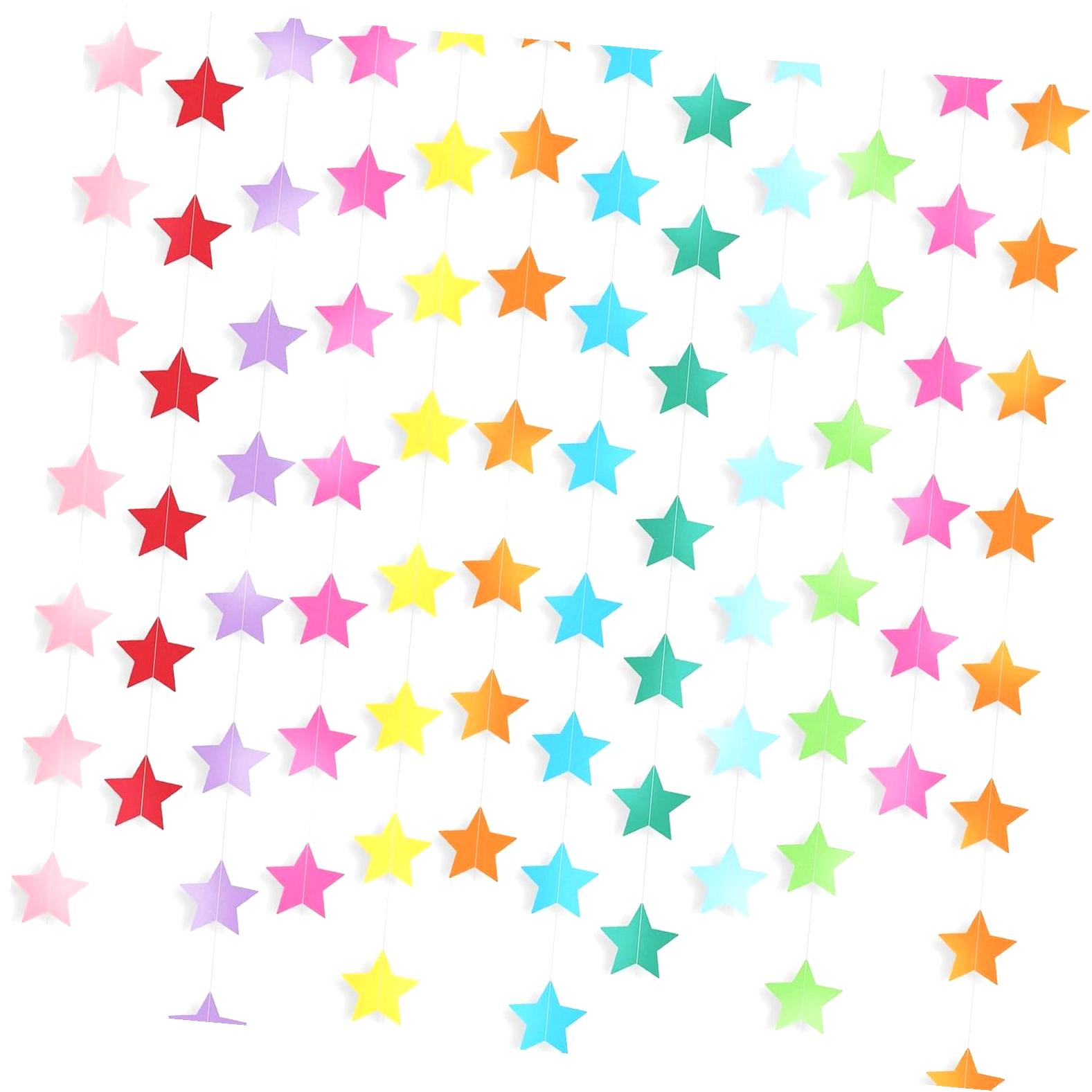 Glitter Star Garland Banner Decoration, 130 Feet Bright Star Hanging
