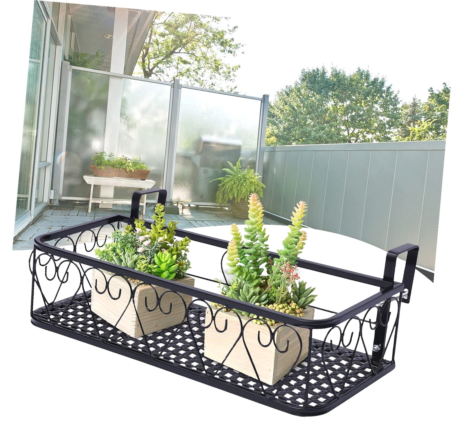 Fuliko Hanging Railing with Holder, Window Deck Railing, Fence Stand ...