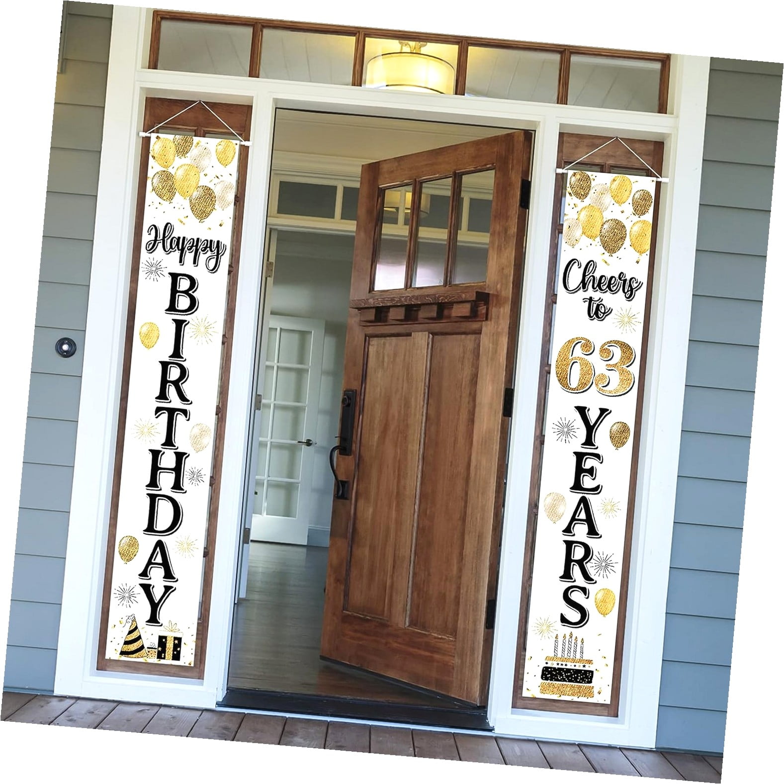 LASKYER Happy 63rd Birthday Decorations - Purple Backdrop Banner Sign, Door Hanging For 63 Year Old Party - View #10