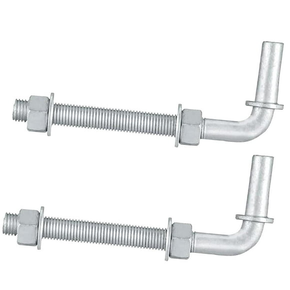 Fuliko J-Bolt Post Hinge 8", J-Bolt Gate Hinge featuring a 5/8" Male Hinge Pin for Chain Link Fencing, Gate Hinges, Includes Nuts & Washers (6 inches-2 Pieces)