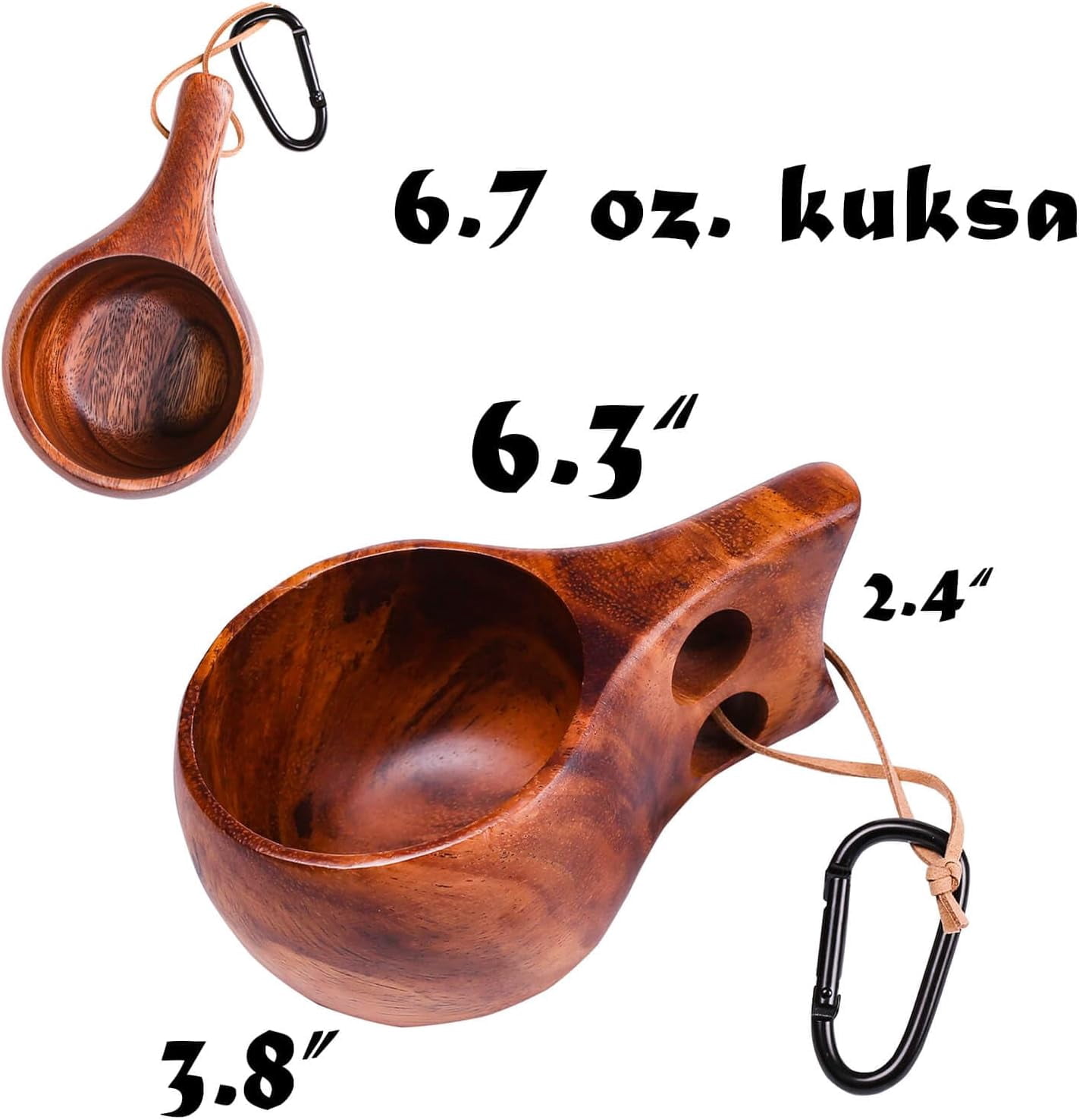überleben Dursten Kuksa Wooden Cup - Handcarved Camping Mug Wood Cup - 8oz Traditional Nordic Camping Coffee Mug, Hiking Cup - Lightweight, Durable