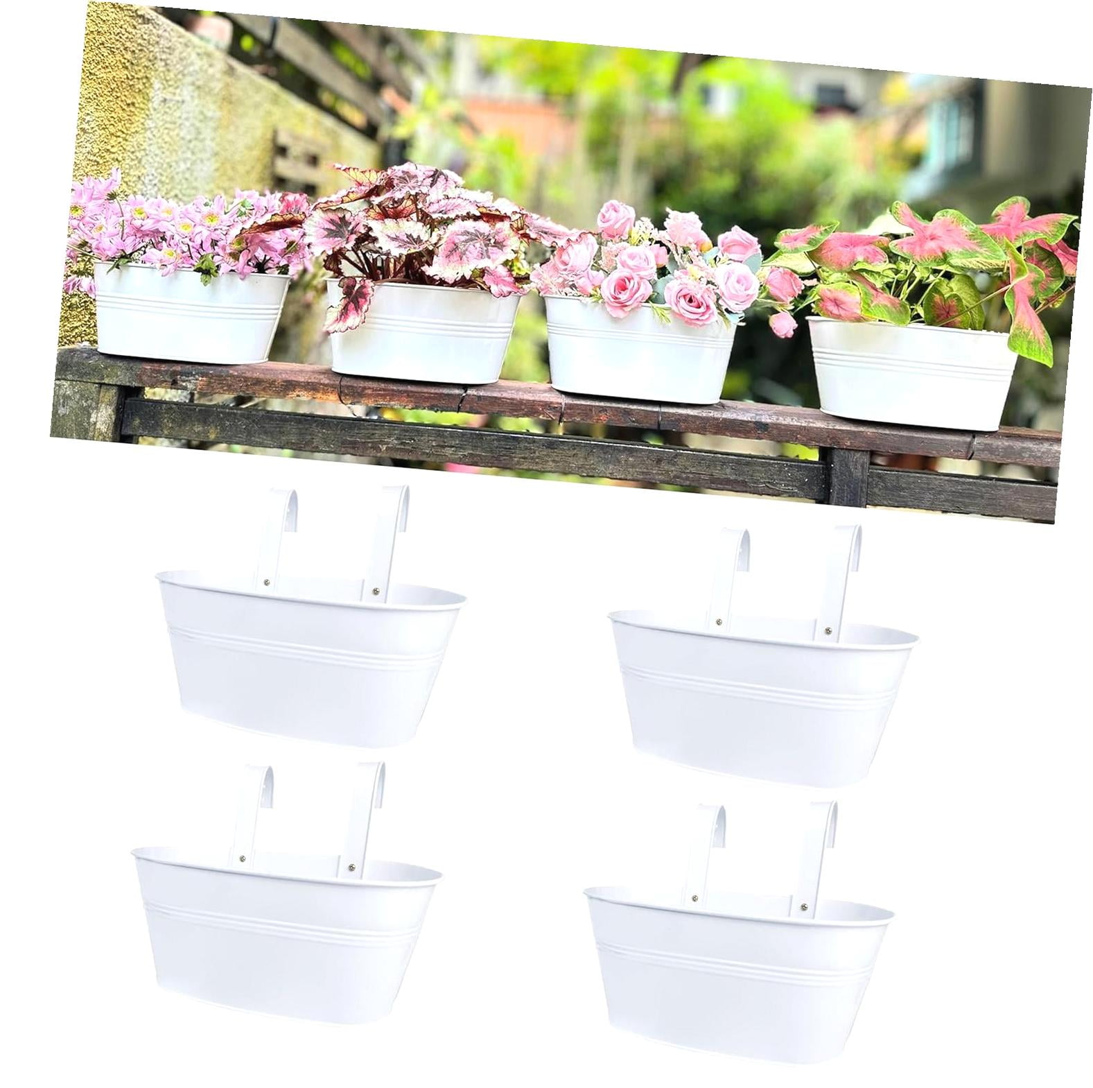 Fuliko LaLaGreen Rail Planters for Outdoor (4 Pack, 11.2 Inch) White ...