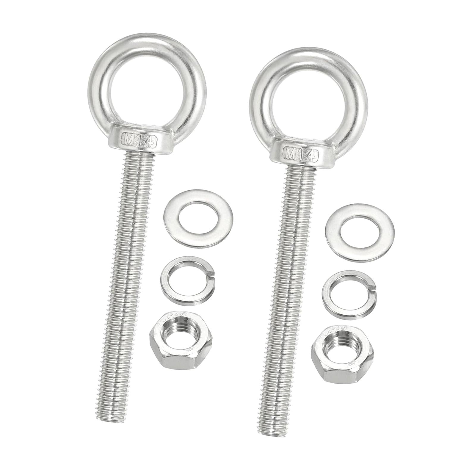 2 Pitons à œil M8x40mm En Inox 304 - Pour Levage, Diamètre Intérieur 20mm, Uxcell, 2 Pièces