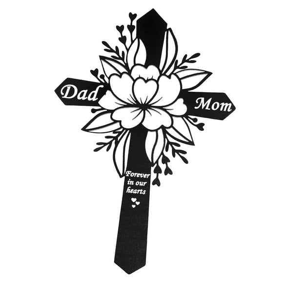 Fuliko Metal Memorial Plaque for Dad and Mom, Cemetery Decoration, Garden and Grave Yard Sympathy Decor