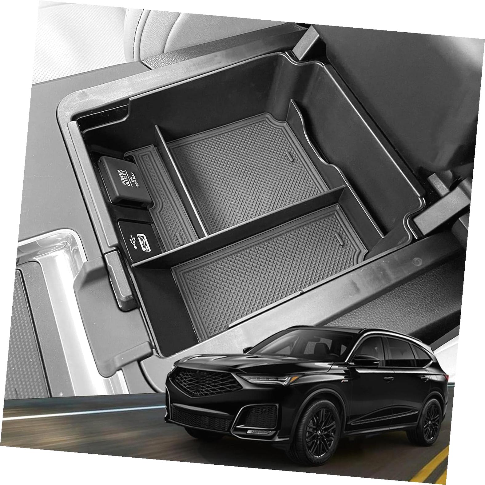 SXCY Center Console Organizer Tray For 2025-2026 Acura MDX - Custom Fit Armrest Box Organizer With Anti-Slip Mats