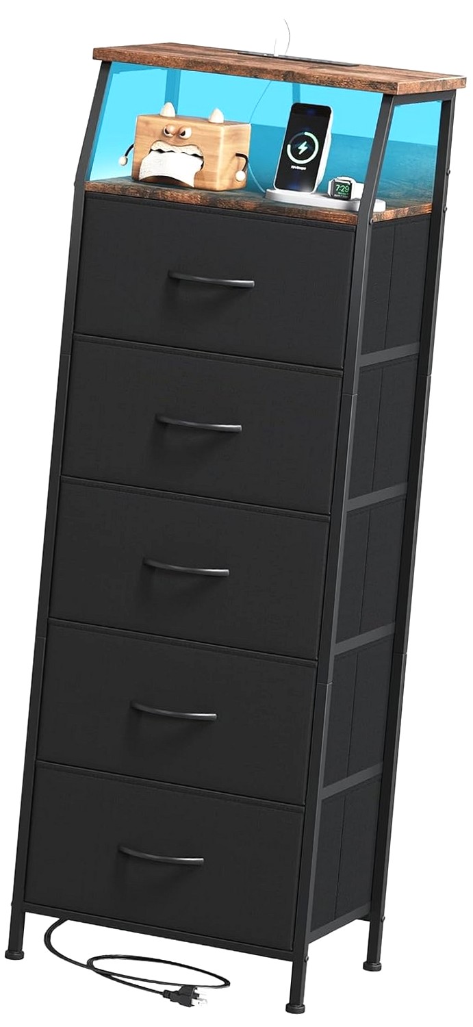 Photo inspiration: Visual Reference: Fuliko Nightstand With Charging Station And Storage For Bedroom Tall