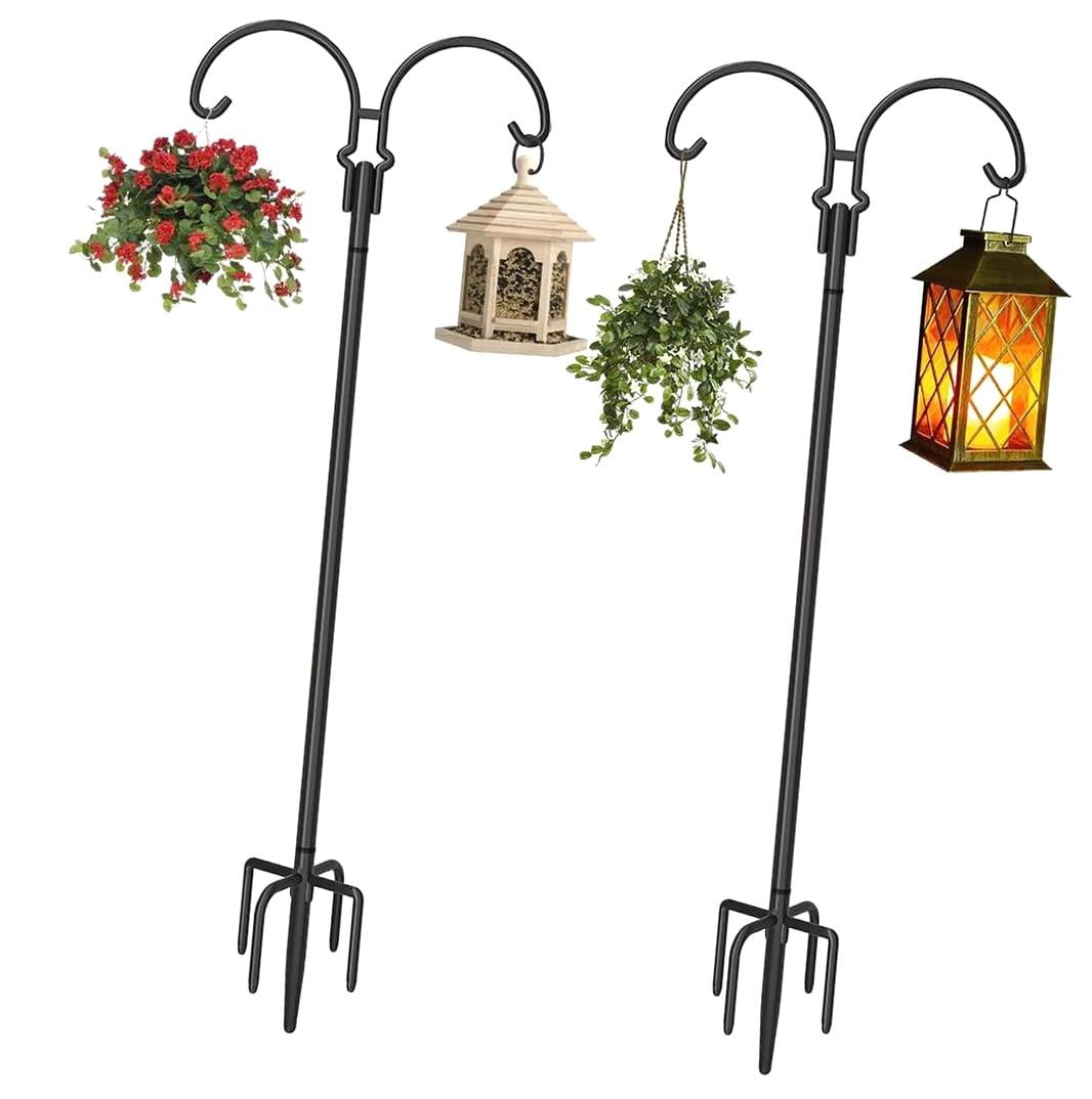Fuliko Outdoor Double Shepherds Hook with 5 Prong Base, 60 Inch ...