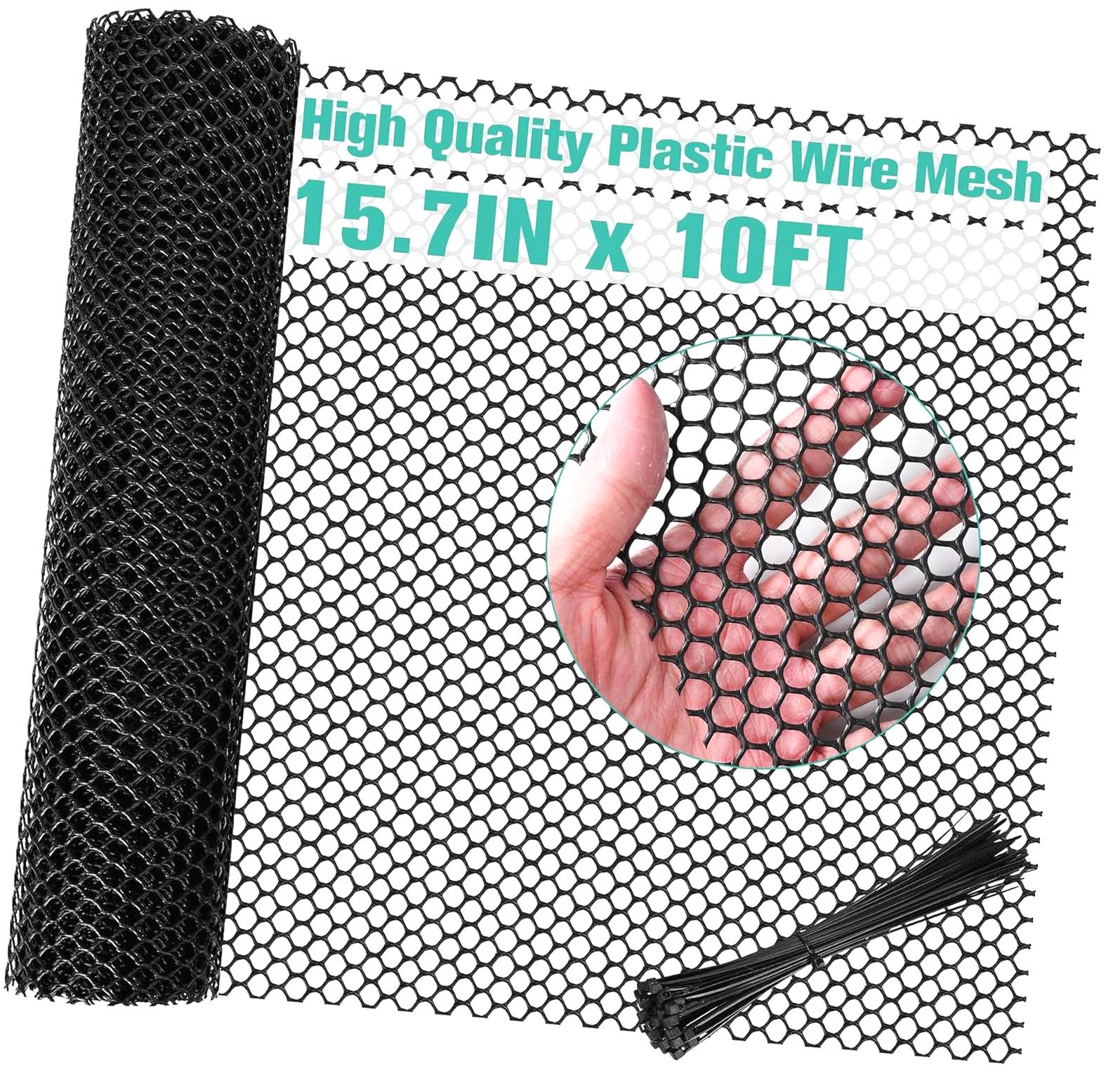 View of Fuliko Plastic Mesh Fence Panel 15.7IN x 10FT - 0.3IN Mesh Plastic ...