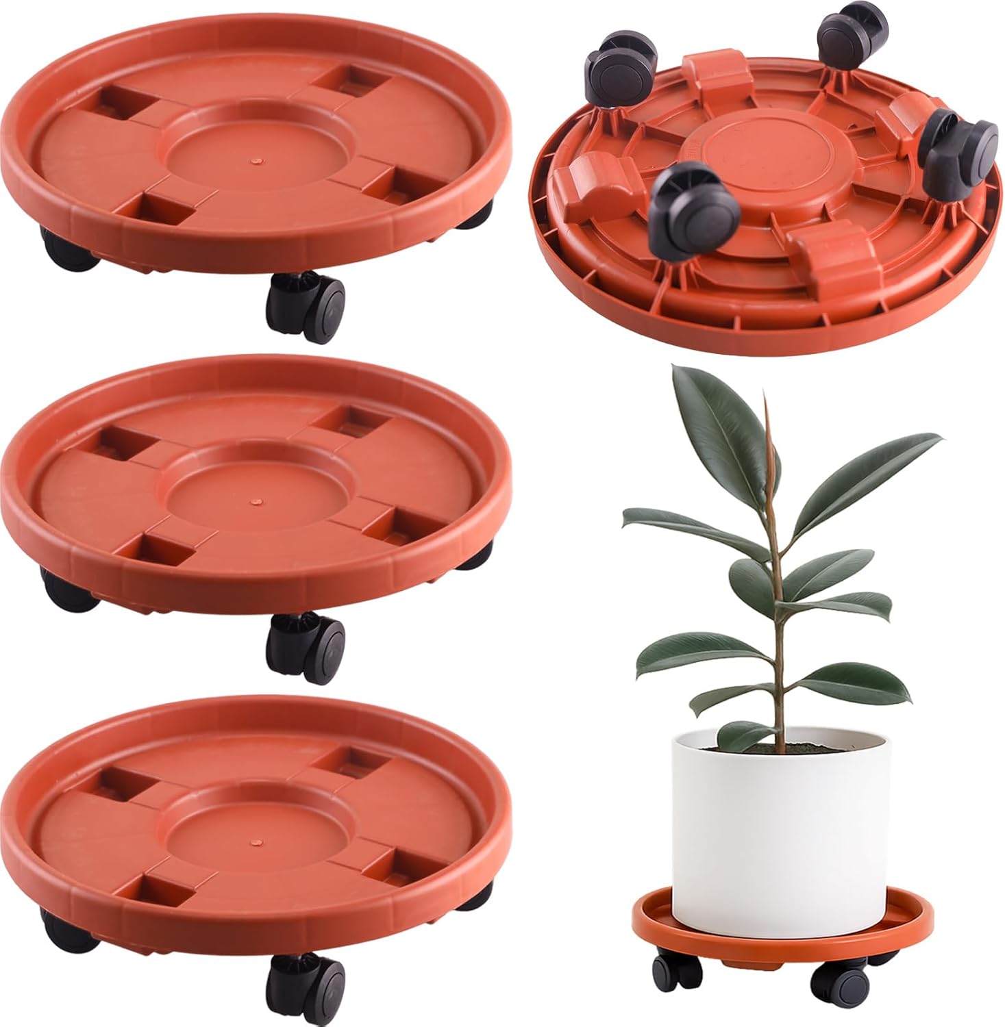 Fuliko Rolling Plant Stand with Wheels 3 Pack 13 Inch Plant Caddy with ...