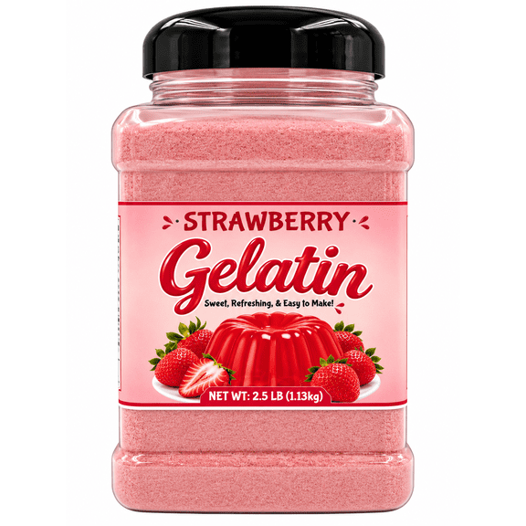 Strawberry Gelatin Dessert Mix 2.5 lb - Jello Desserts, Parfaits, Party Treats & Commercial Kitchens - Easy-to-Make Fruit Flavored Gelatin Mix | Bulk - Dashers Spice & Beans