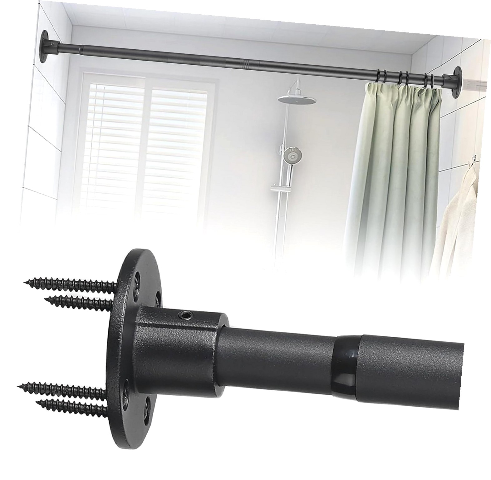 Shower Rod Rusted Fuliko Shower Curtain Rod 30-49 Inch Closet Rod, 1 Inch Diameter Shower ...