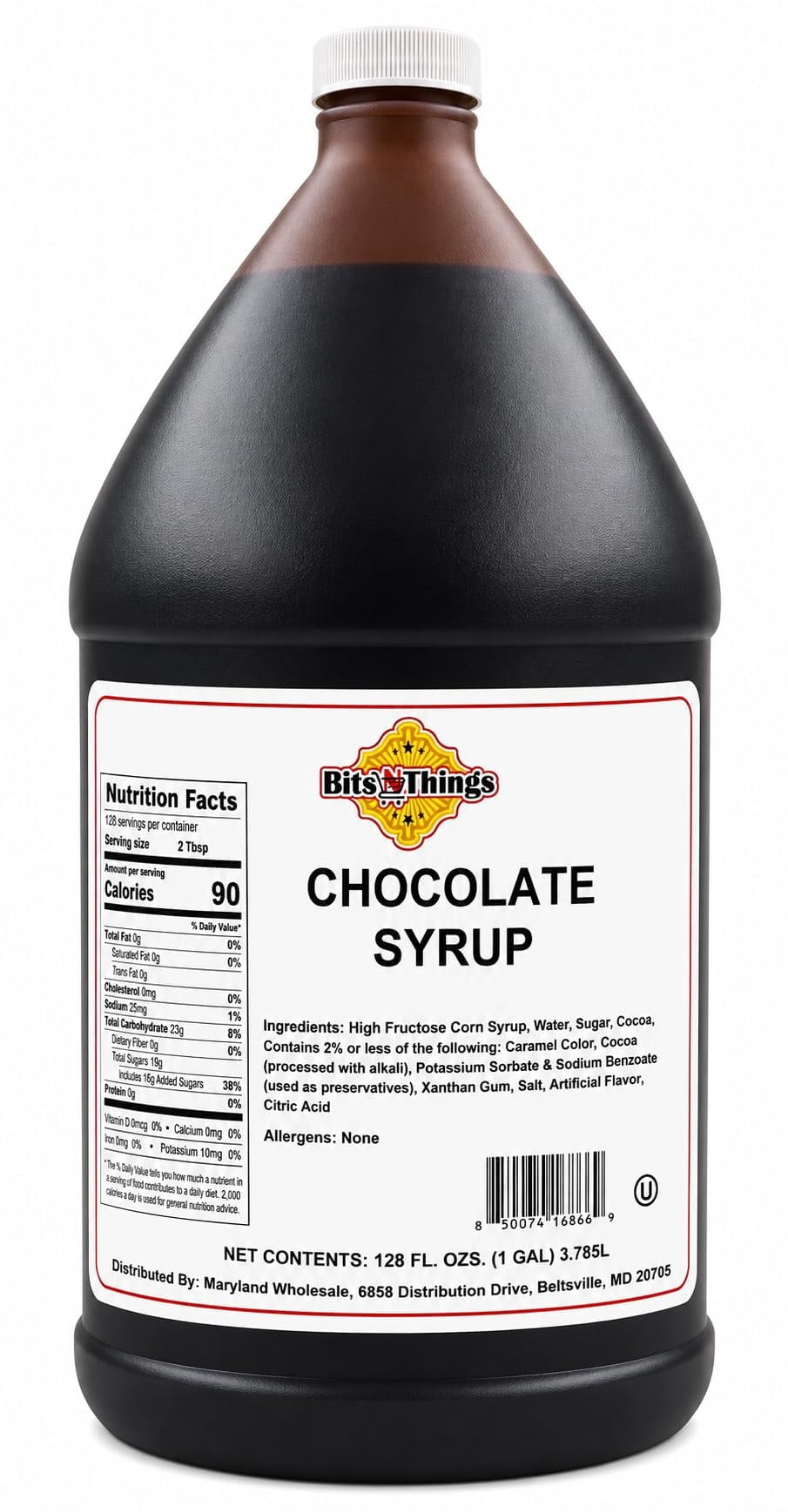 Chocolate Shake Flavoring Syrup 1 Gallon - Smoothies & Beverages - Milkshakes, Frozen Drinks, Desserts & Frozen Yogurt - Kosher - Bulk - Bits N Things