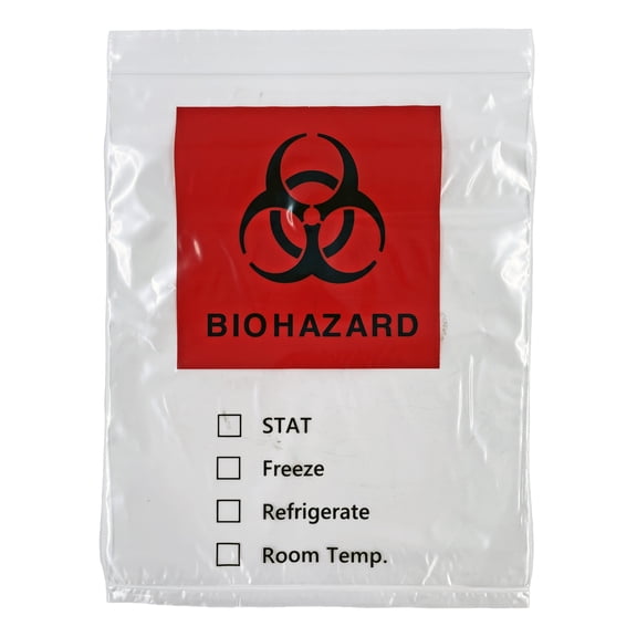 Biohazard Specimen Bag By Dasher's Spice & Beans 8"x10" Zip Top with Pouch for Paperwork 100 ct