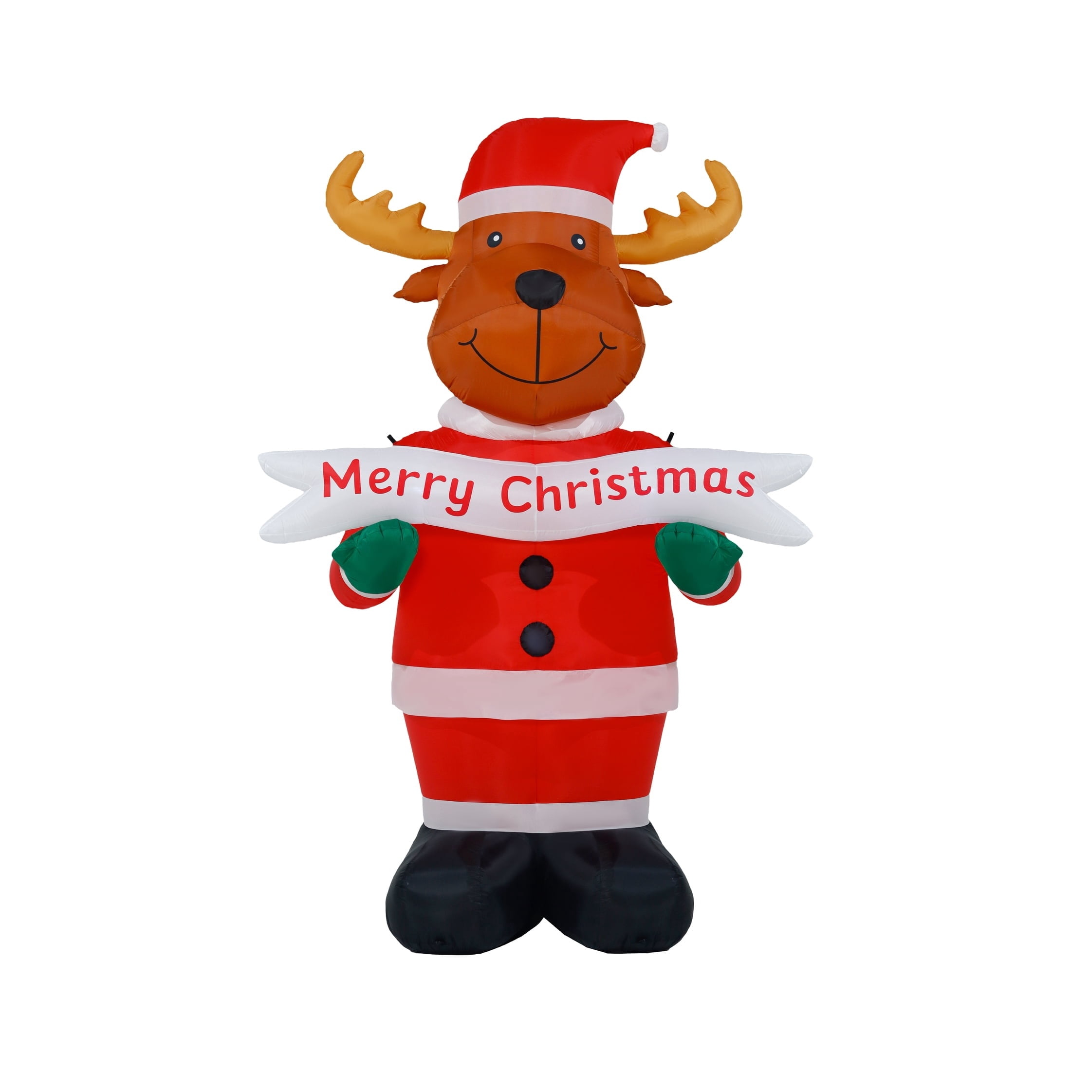 Multicolor Santa Moose with Sign Christmas Airblown Yard Inflatable, 10', by Holiday Time