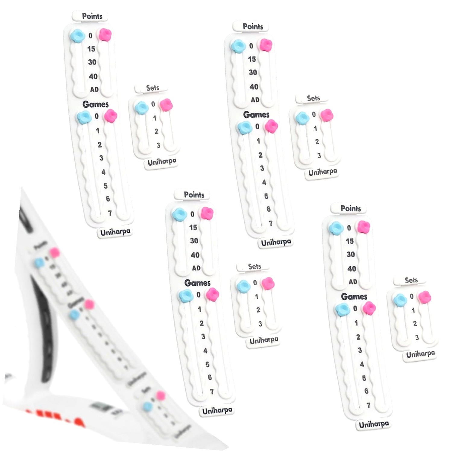 Fuliko Tennis Scorekeeper for Racket Padel, Pack of 4 White Tennis ...