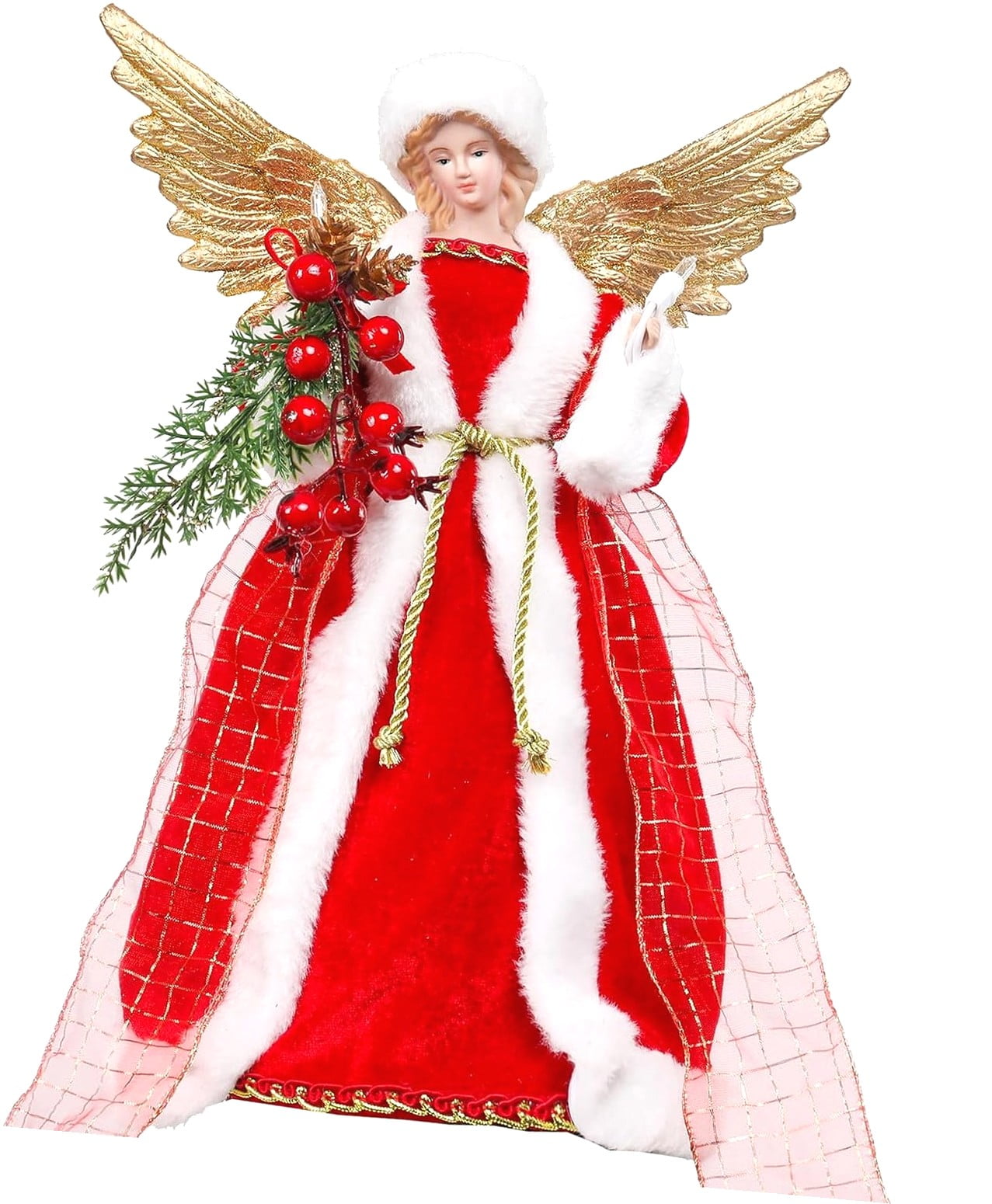 Fuliko Tree Topper with Lights, 12 Inch Christmas Tree Topper Figurine ...