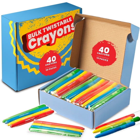 Twistable Crayons Bulk 40 Pack (10 Sets of 4) - Non-Toxic, No-Sharpen Mess-Free Coloring Crayons for Kids, Birthday Party Favors, Classrooms, Goodie Bags & Travel Coloring Fun